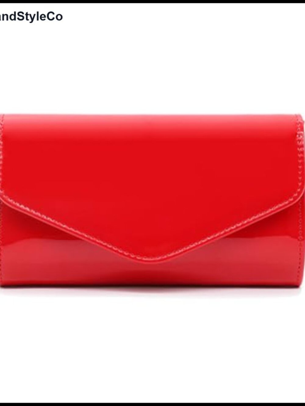 Patent Vegan Leather Envelope Clutch Bag with Chain Strap, Evening Purse
